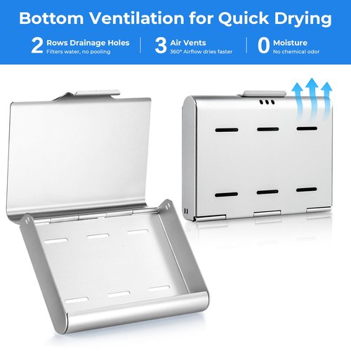 Oralphi Aluminum Retainer Case for Invisalign Aligners, Partial Mouth Guard Case Denture Retainer Container Case Holder with Vent Holes, Slim Orthodontic Aligner Case for Traveling-1 Pack