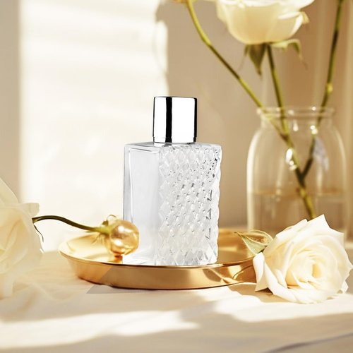 DMuuuDM Refillable Spray Perfume Bottles,6 Pack 100ml Glass Fine Mist Spray Bottle,Empty Travel Square Clear Glass Replacement Container Dispensers for Essential Oil,Cologne-Funnels,Pipette Included