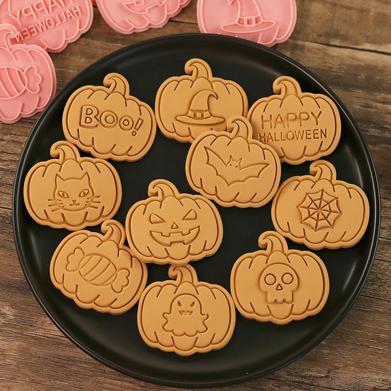 Mini Pumpkin Cookie Cutters Set - Halloween Raised Design Pastry Stamps - Pumpkin-Pattten