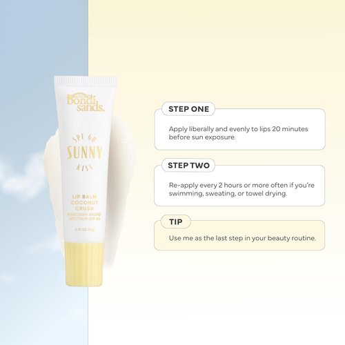 Bondi Sands Sunny Kiss SPF 60 Coconut Crush Lip Balm - Nourishing Hydration & Glossy Finish, 0.3 Oz