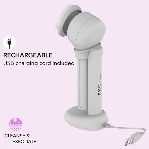 skn by conair Daily Glow Facial Cleansing Brush, All-in-One Facial Brush Includes 3 Interchangeable Attachments for Complete Cleansing, Exfoliation, and Rejuvenation