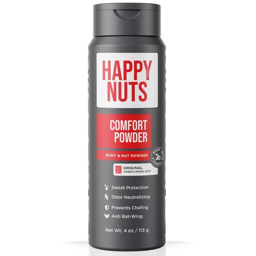 HAPPY NUTS Comfort Powder Deodorant For Men: Anti-Chafing, Sweat and Odor Control for Jock Itch, Aluminum-Free, Ultimate Gift for Men's Private Parts 4 oz (1 Pack), Original Scent