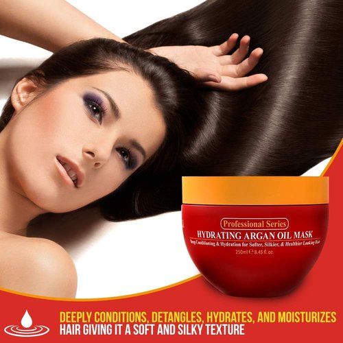 Arvazallia Hydrating Argan Oil Hair Mask - Deep Conditioner for Dry, Damaged Hair (8.45 oz)