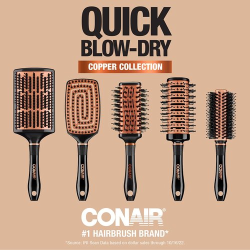 Conair Vented Copper Collection Round Brush - Quick-Dry Styling Tool for Effortless Blowouts