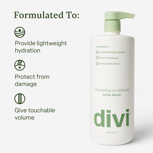 Divi Volumizing Conditioner - Lightweight Formula for Fine Hair | Strengthens & Protects from Damage