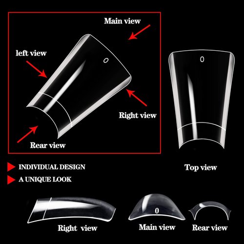 550PCS Duck Nail Tips for Acrylic Nails Professional, Clear Duck Feet Fan Flare Tips, Half Cover Duck Tip Nails Extra Short Curved French Fake Nail Extension Tips with Box 11 Sizes