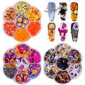 Multi-Colored Halloween Nail Art Glitter Sequins with Skull Spider Pumpkin Bat Ghost Shapes - 3 Boxes