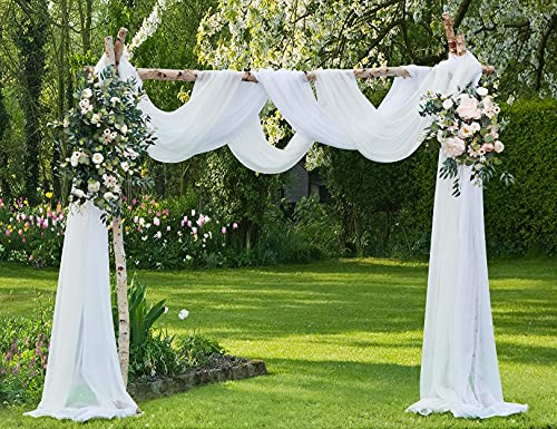 White Sheer Window Scarf - 55W x 900L Extra Long Voile Curtain, Pack of 1