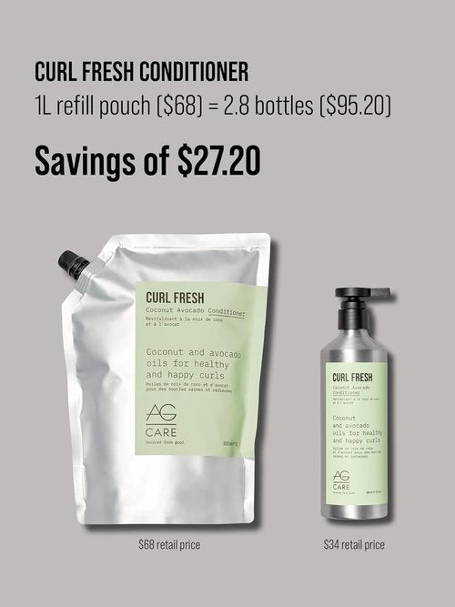 AG Care Curl Fresh Coconut Avocado Conditioner - Hydrating Formula for Curly Hair | 33.8 Fl Oz