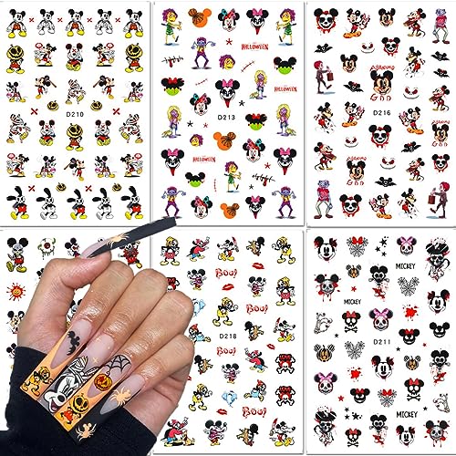 Halloween Nail Art Stickers A-5 - 6 Sheets Kawaii Horror Pumpkin Gothic DIY