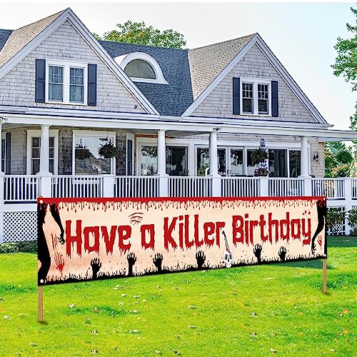 Halloween Birthday Banner - Spooky Vampire Horror Yard Decor for Parties