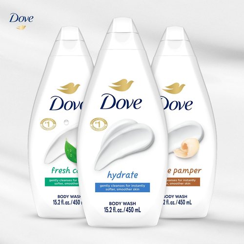 Dove Body Wash Variety 3-Pack – Hydrate, Fresh Care, and Gentle Pamper, 15.22 Oz Ea