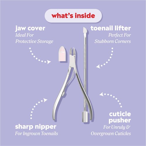 Onyx Professional Ingrown Toenail Kit with Toenail Clippers & Double-Ended Cuticle Pusher, Durable Stainless Steel, Easy to Use Ingrown Toenail Removal Kit, 2 Piece At-Home Pedicure Tools