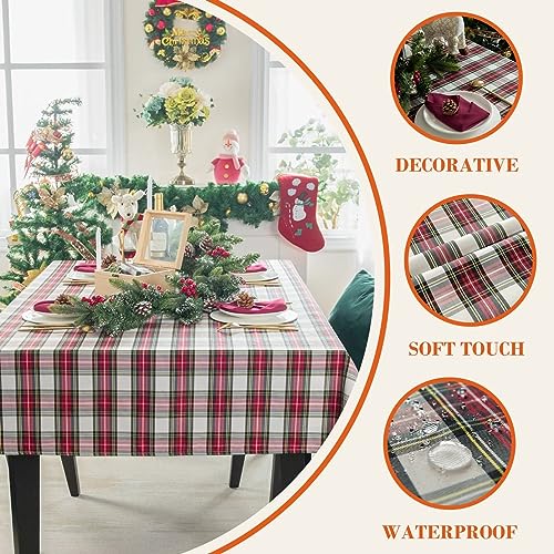 Christmas Waterproof Rectangle Tablecloth 60x84 Inch - White, Spill-Proof, Holiday Decor