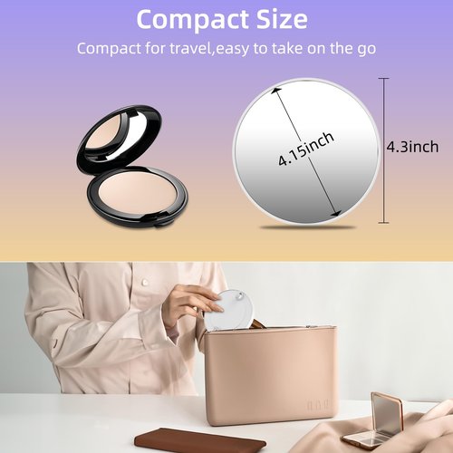 FUNTOUCH Travel Magnifying Mirror Set,10X/20X Small Magnifying Mirrors with Suction Cup,4.1 Inches Compact Magnified Mirror for Detail Makeup(White),2PCS