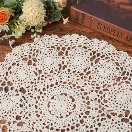 Cotton Crochet Doilies 15 Inch Lace Table Decor for Dining & Home