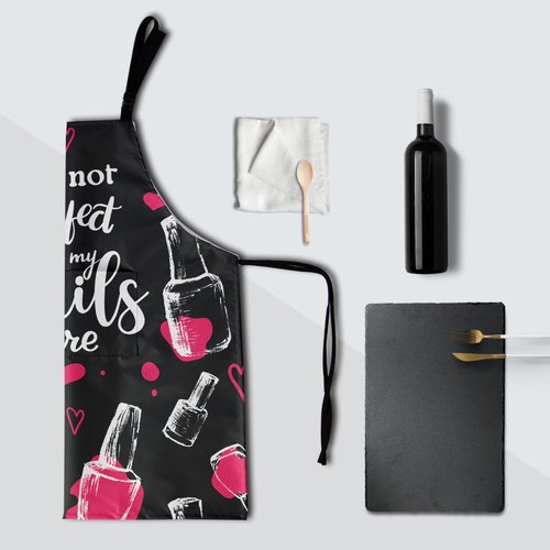 Giwawa Apron for Nails Technician Women - I'm Not Perfect But My Nails Are Nail Tech Apron Nail Technician Apron Manicurists Nail Art Supplies for Nail Salons Pink Cosmetology Smock 2 Pockets