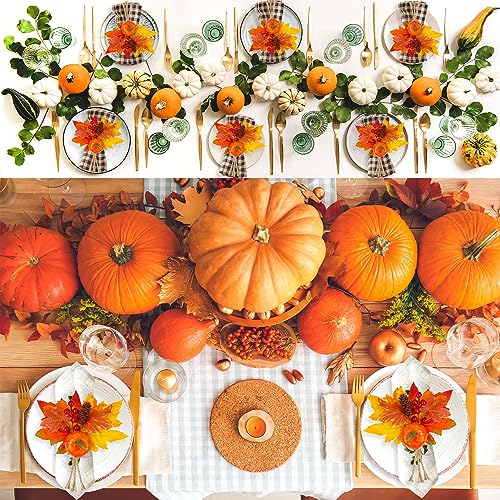 Fall Pumpkin Napkin Rings Set of 4 Autumn Table Decor