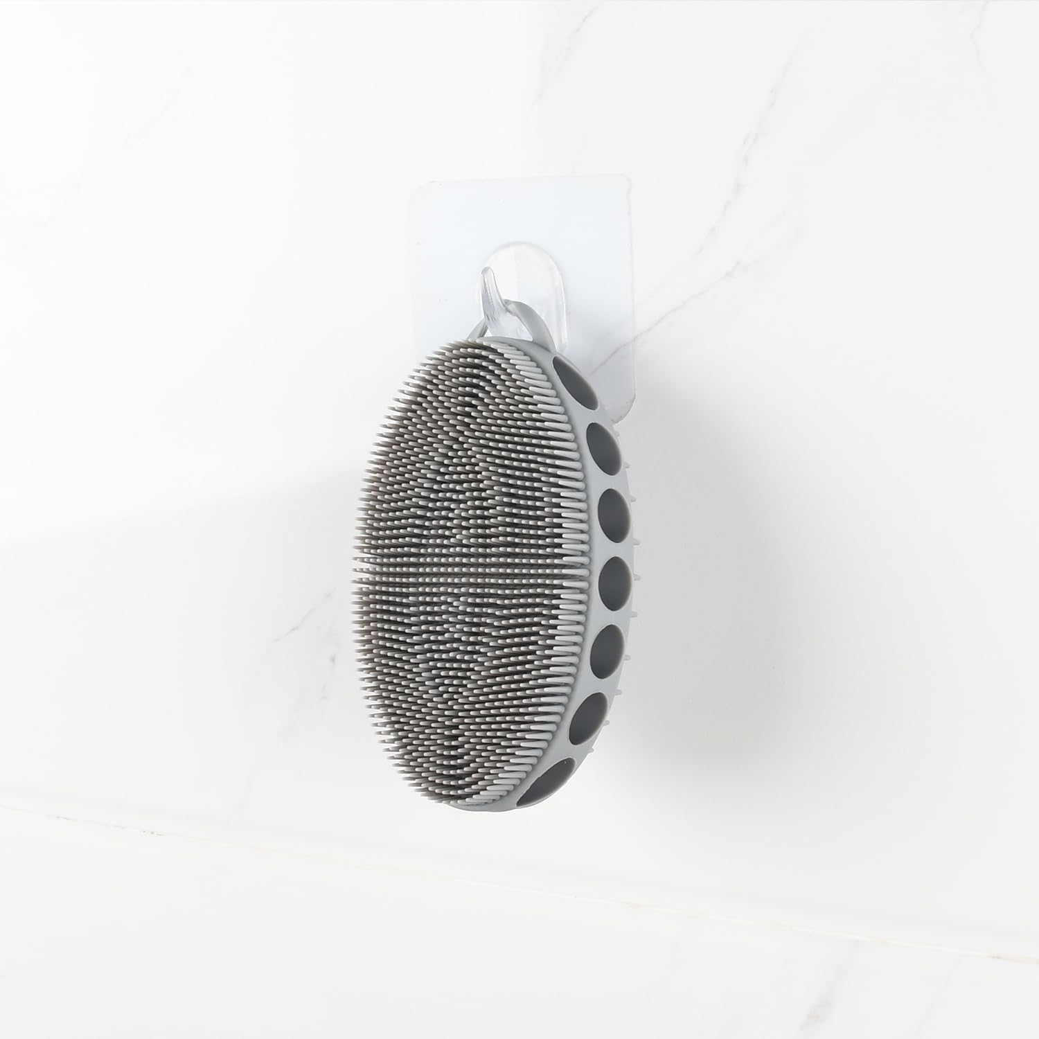 Vinjinsl Silicone Body Scrubber with Double-Sided Bristles, Deep Cleaning Massage Brush, Flexible Design with Hanger Loop for Exfoliating and Scalp Care (Grey)