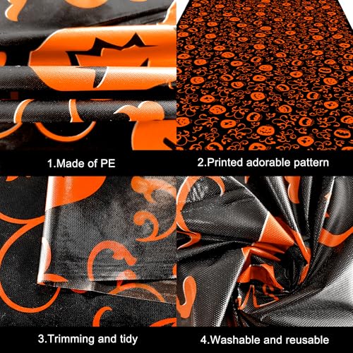 Halloween Pumpkin Tablecloth Pack of 3 - 54x90 Inch Plastic, Orange & Black Variation