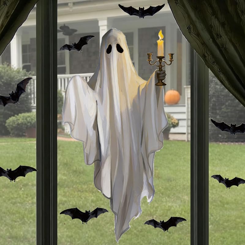Halloween Window Clings Decorations Ghost & Bat Set - Colorful 22 Variation