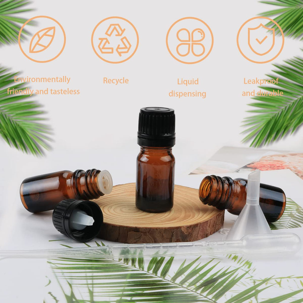 Wresty 20 Pack 5ml Amber Glass Essential Oil Bottles with Dropper, Perfect for Essential Oils, Perfume, Aromatherapy