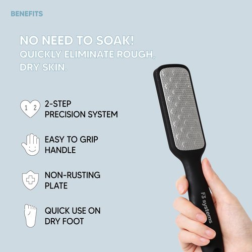 F3 Systems, 2Steps Stainless Steel Callus Remover, Effective for Thick Callus and Cracked Feet Pedicure Rasp, Remove Hard Skin, Grater Foot File, Foot Scrubber, Professional Foot Care