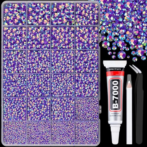 Dark Purple AB Resin Rhinestones 25000 Pcs for Crafting & DIY Projects - Large Pack + Glue