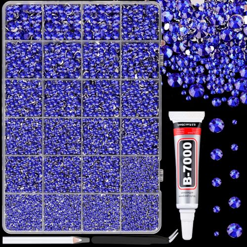 Large Pack 25,000 Royal Blue Resin Rhinestones for Crafts & DIY Jewelry with Glue