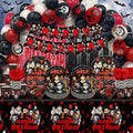 Halloween Birthday Party Decorations Kit - Banner, Tablecloth, Foil Curtains, Plates, Balloons & More