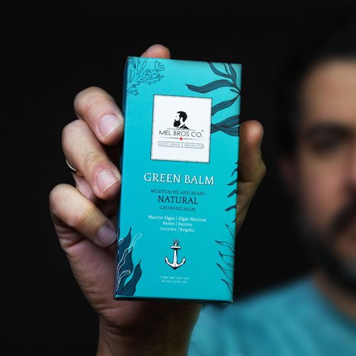 GREEN BALM Moutache and Beard Natural Growing Balm | Microalgae, Biotin, Keratin, Herbal Extracts 2oz / 60ml