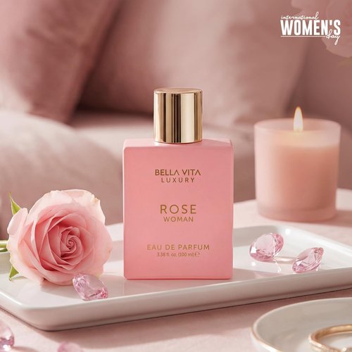 Bellavita Luxury ROSE Eau de Parfum - Fresh Floral Peach & Jasmine | 100 ml (3.4 fl. oz.) | Long-Lasting Women's Fragrance