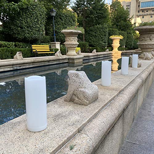 White 3x7 Inch Outdoor Flameless LED Pillar Candles with Remote & Timer - 2 Pack
