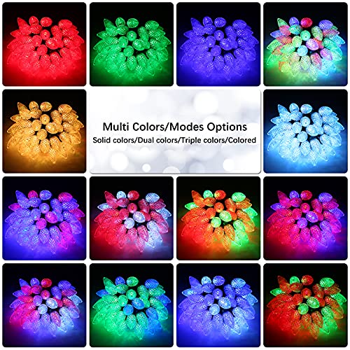 RGB Color Changing Christmas Lights - 35FT 54 LED Connectable Outdoor String with Remote & Dimmable Features