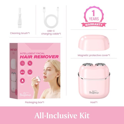 Facial Hair Removal for Women - Painless Electric Face Shaver for Peach Fuzz & Sensitive Skin, USB-C Rechargeable Hair Remover for Upper Lip & Chin,IPX7 Mini Portable for Smooth Skin at Home & Travel