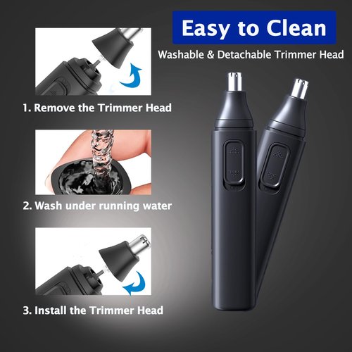 iKakocus Nose and Ear Hair Trimmer for Men, USB Rechargeable Clippers Best Rated, Painless & No Pulling with Powerful Motor & Dual-Edge Blades for Nose, Eyebrow, Facial Cutting, Waterproof & Portable