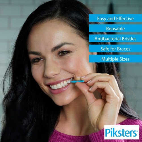 Piksters Interdental Brushes, 40 pk, Size 000, Interdental Tooth Brush for Extremely Tight and Fine Teeth Gaps, Gum Soft Bristles for Plaque Removal, Safe for Braces