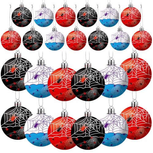 Cute Spider Ball Ornaments 24PCS 2.4in Shatterproof Hanging Decor - Unbreakable Halloween or Holiday Decorations