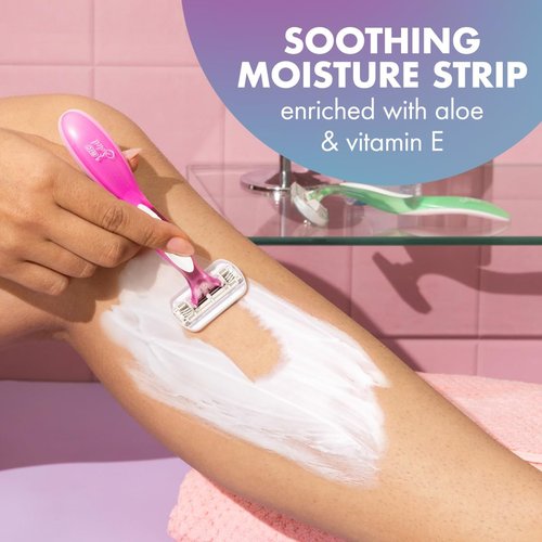 BIC Soleil 3 Sensitive Women's Disposable Razors, 3 Blades With Moisture Strip For a Silky Smooth Shave, 5 Piece Razor Set