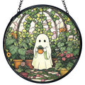 Halloween Ghost Stained Glass Window Hanging - Indoor Sun Catcher, 7.9 Inch