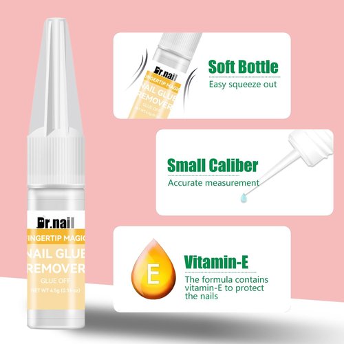 Dr.nail Super Strong Nail Glue for Acrylic Nails, 20Pcs Nail Glues for Press On Nails Tips with 3Pcs Glue Removers, Quick Drying Long Lasting, No UV Light Needed