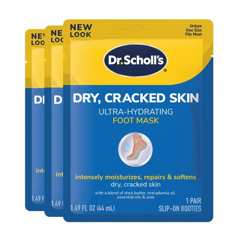 Dr. Scholl's Dry, Cracked Foot Repair Ultra-Hydrating Foot Cream 3.5 oz & Dry, Cracked Skin Ultra-Hydrating Foot Mask, Intensely Moisturizes Repairs and Softens Rough Dry Skin with Urea, 1 Pair