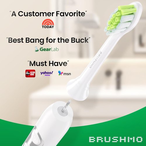 Brushmo Diamond-Shape Whitening Toothbrush Heads - 8 Medium Firm Dupont Bristles for Philips Sonicare