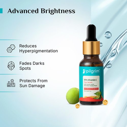 Pilgrim 15% Vitamin C Face Serum - Fragrance-Free with Ferulic Acid & Vitamin E | Reduces Fine Lines & Enhances Radiance | 0.68 Fl Oz (20ml)