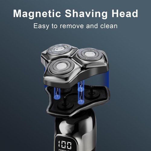 Electric Razor for Men, Magnetic Shavers for Men Face, Wet Dry Mens Electric Razors for Shaving Face, USB-C Rechargeable Multi-Functional Rotary Shaver with Nose Sideburns Hair Trimmer