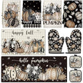 Black Polka Dot Pumpkin Fall Kitchen Decoration Gift Set - 10 Pieces, Variation: Black Pumpkin