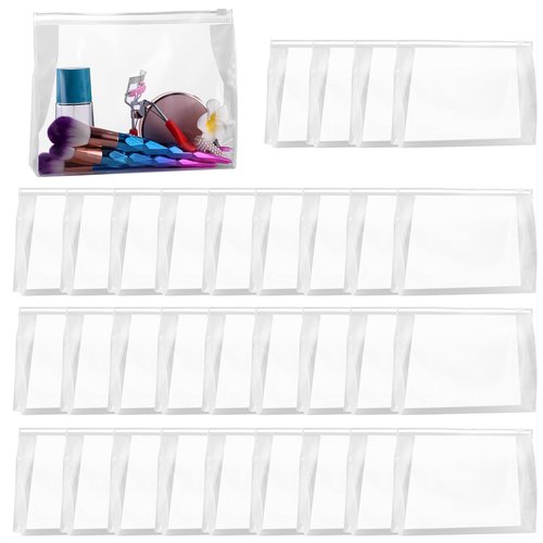 GAWBYET 50 PCS Mini Clear Makeup Bag,Small Clear Zipper Pouch Travel Bag for Toiletries Plastic Cosmetic Organizer Waterproof，for Swimsuit Bikini Travel Vacation(7.9 x 5.9 x 2 Inch)