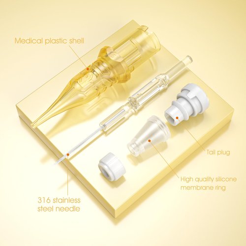 BIOMASER Tattoo Needles 1RL Tattoo Cartridge Needles Single Needle Tattoo Cartridges for Tattooing 20 Count Round Liner with Membrane for Rotary Tattoo Gun Pen Machine Tattoo Supplies（1201RL)