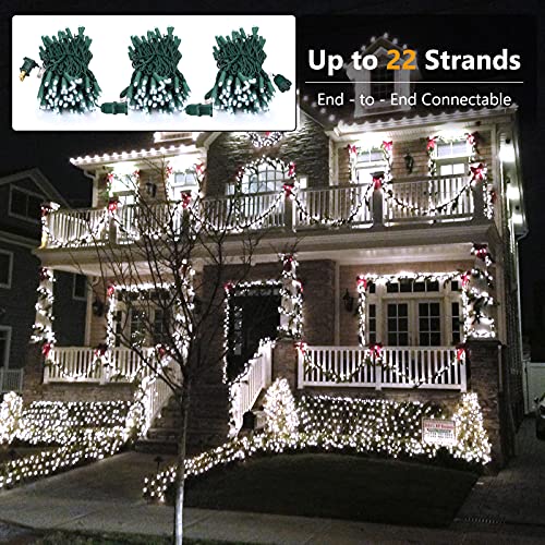 Wide Angle Christmas String Lights - Cool White, 100 LED Connectable, Indoor & Outdoor Decor