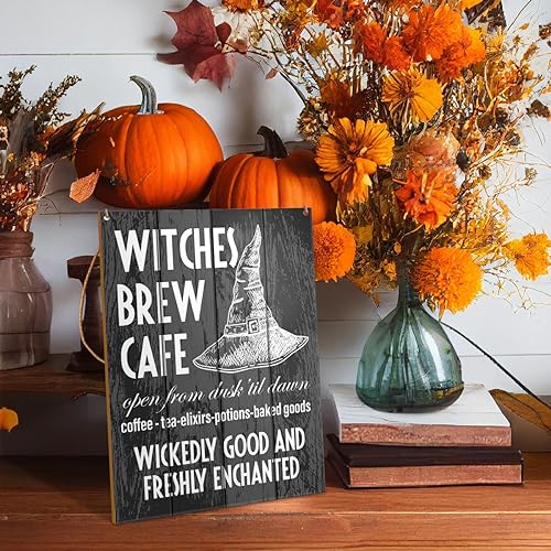 Halloween Witches Wall Art Decor Hanging Sign for Gothic Home & Cafe